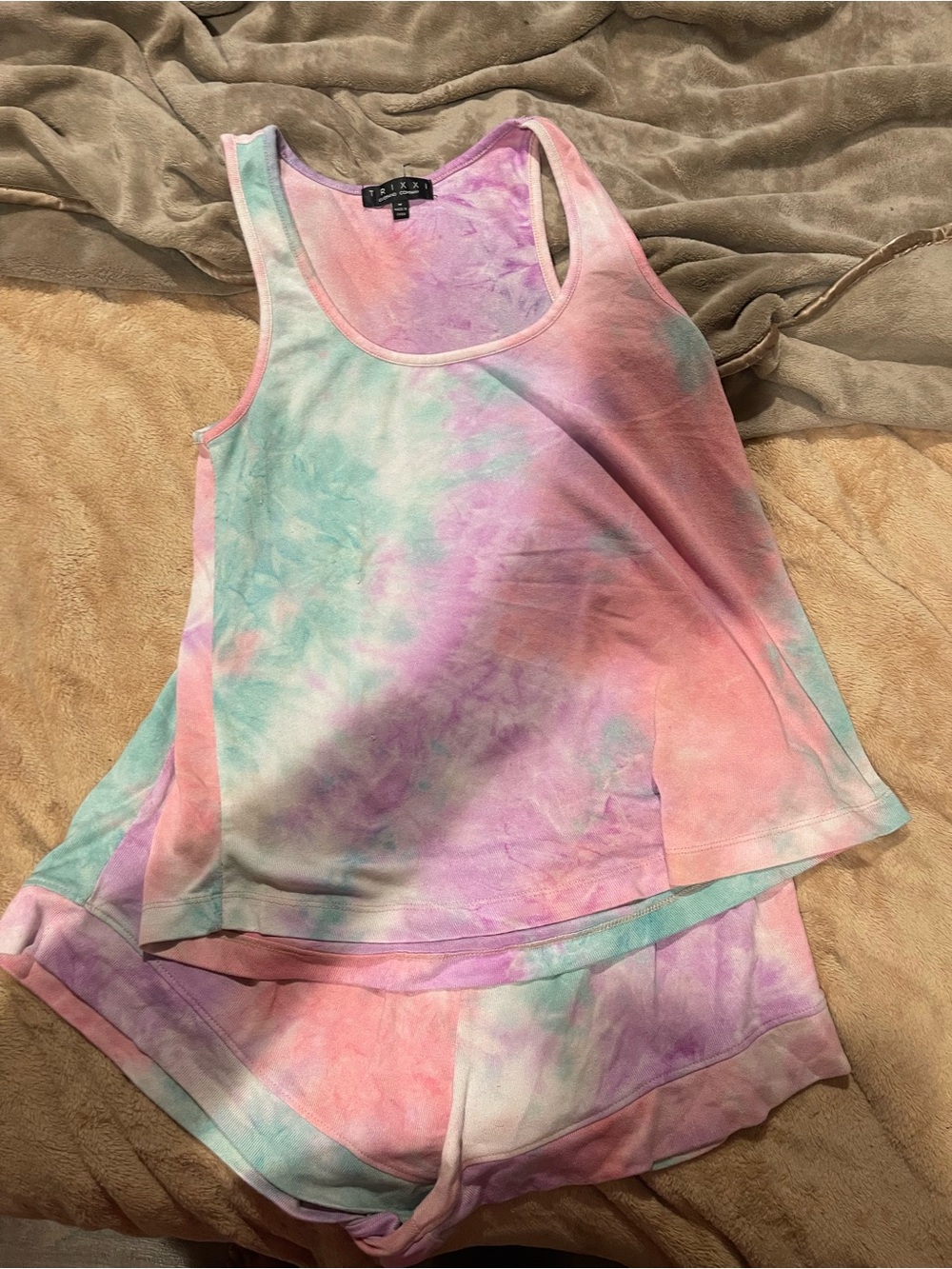 Tie-Dye Pastel Scoop Neck Tank Top - Multicolor